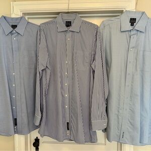 Jos. A. Bank Blue and White Striped Dress Shirt Trio